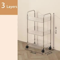 Mobile Shelf with Wheel Multi-Layers Storage Rack Home Trolley for Snacks Cosmetic Sundries Organizer 2/3/4 Tiers Rolling Cart 4