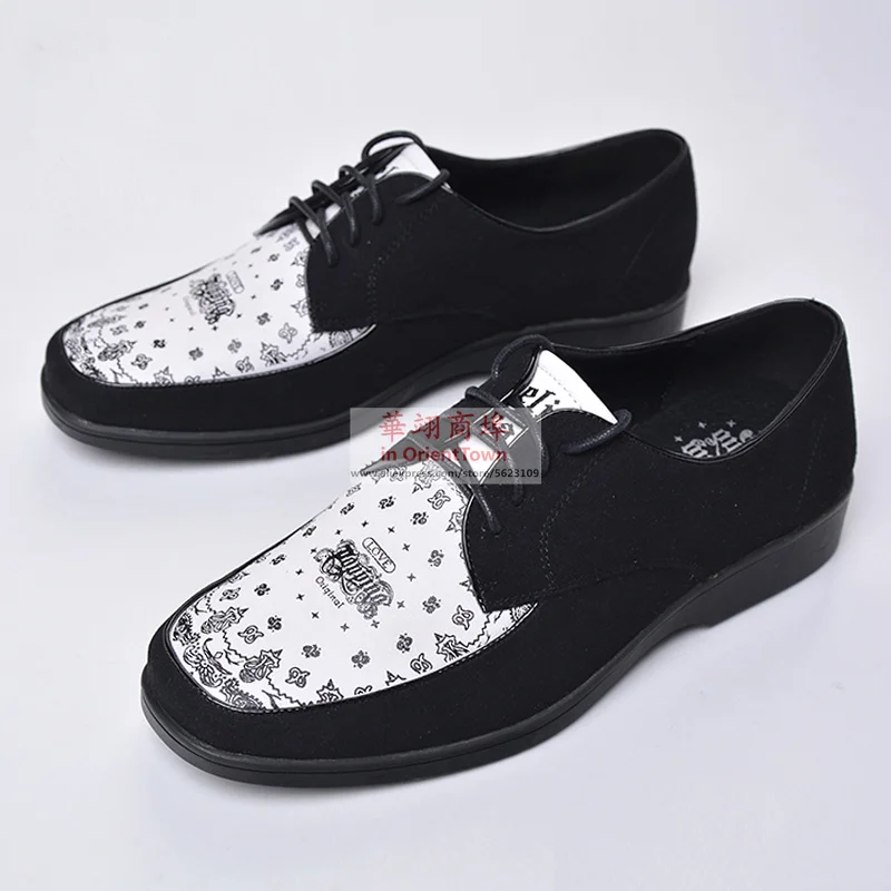 America Popping Trend Cowhide Top Layer Color Blocking Shoe Korea Pop Square Head Rubber Bottom Genuine Leather Hip Hop Shoes 3