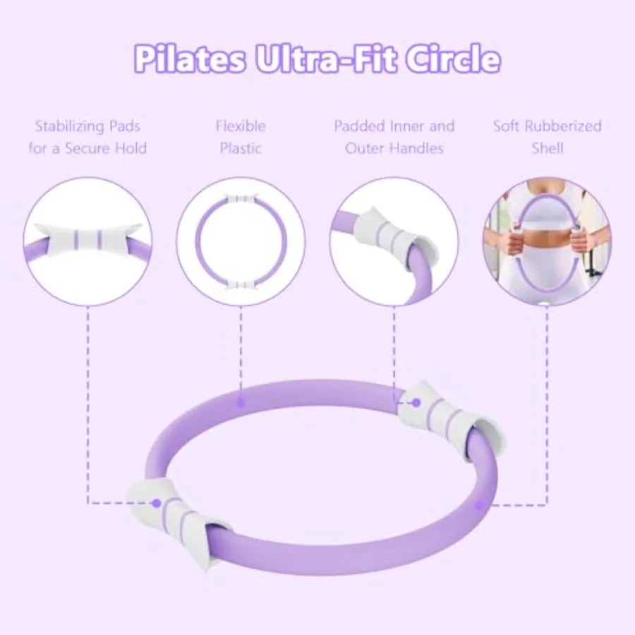 14" Pilates Ring - Magic Circle Inner Thigh, Arm And Core Toning Anti-Bend Foam Handles Home Fitness Gear For Women_voghion.com