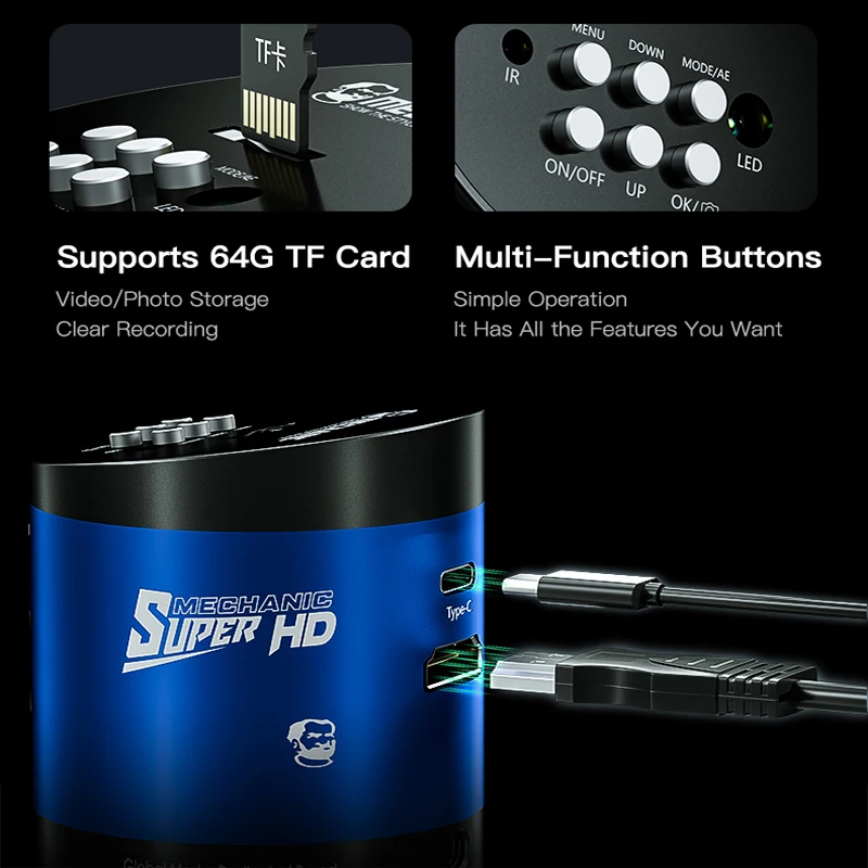 MECHANIC MOS   ̰ ī޶, HDMI ȣȯ USB    Ĩ, ޴ , 4K, 1080P, 60FPS