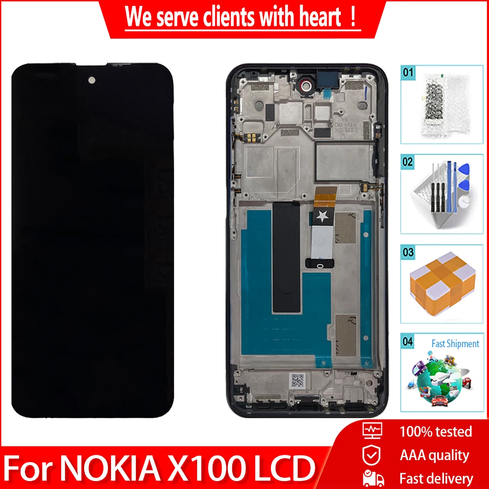 Original 6.67" For Nokia X100 LCD Display Touch Screen With Frame