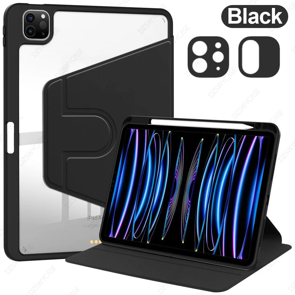 Premium Rotating PU Leather Tablet Case with Built-in Pencil Holder