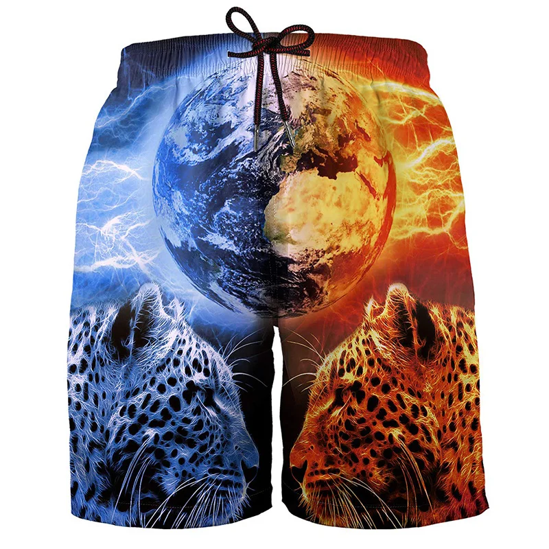 

Lion Leopard Fight Graphic Shorts Pants Men 3D Dinosaur Printing y2k Board Shorts Summer Hawaiian Swimsuit Cool Surf Swim Trunks