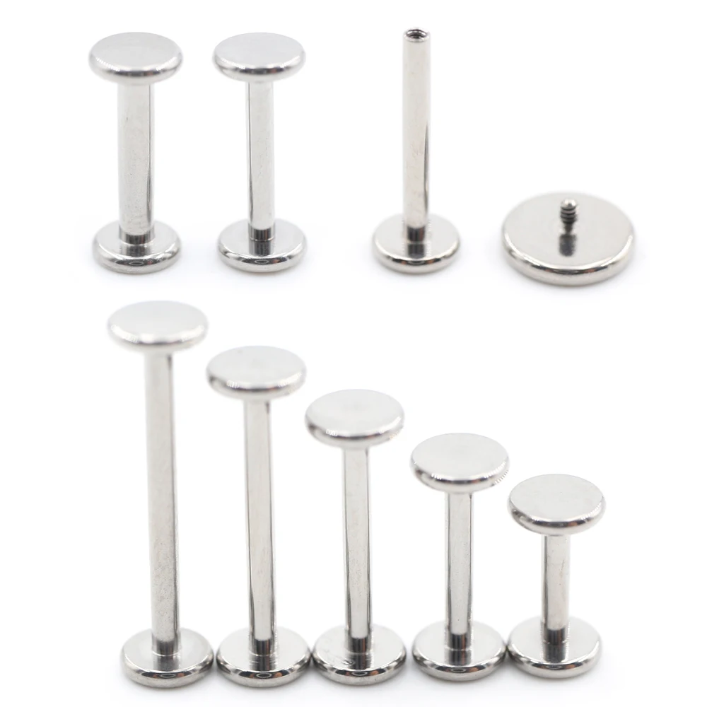 Titanium Anodized Flat Labret Lip Stud and Cartilage Barbell Earrings