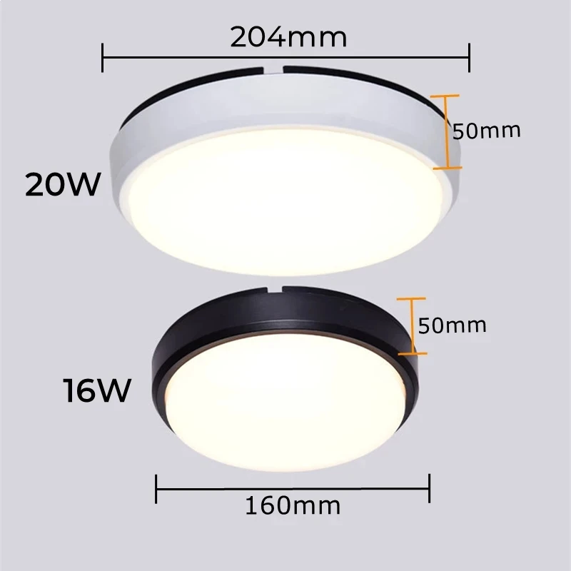 LED ceiling light modern outdoor 16W/20W waterproof round moistureproof surface mount garden bathroom porch wall