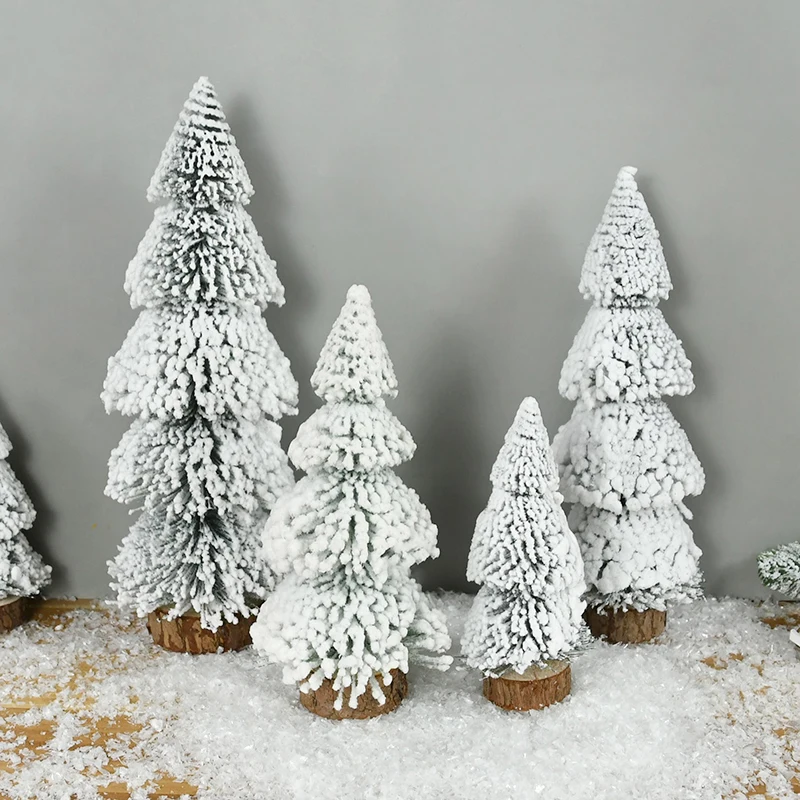 

1Pc Mini Christmas Trees With Winter Snow Ornaments Artificial Tabletop Crafting DIY Decoration Christmas Gifts Party Supplies
