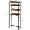 Over The Toilet Storage Rack, 4 Tier Bathroom Organizer Over Toilet, Freestanding Space Saver Toilet Stand with 2 Hooks, 2