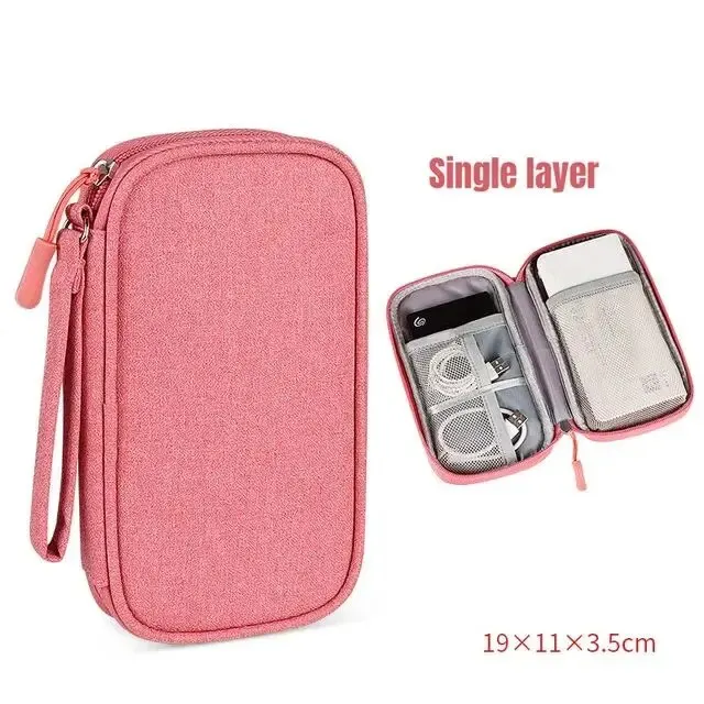 Compact Waterproof Travel Cable Organizer Pouch with Double Layers