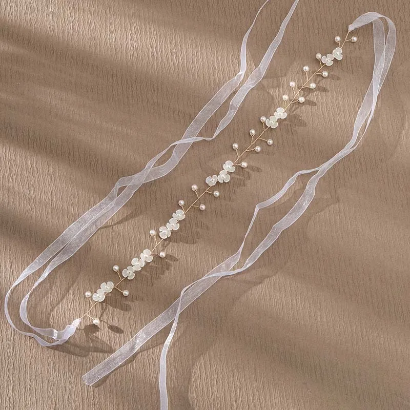 Elegant Flower Pearl Wreath Headband Bride Wedding Dress Accessories Garland Headdress Hair Band Hairvine Wedding Jewelry Bridal Hair Accessories Hair Accessories Bridal Jewelry Set