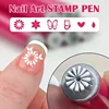 Nail Art Stamping Pen Set, Stainless Steel Tips, Unscented, with Flower and Geometric Patterns for DIY Manicure and Pedicure 4