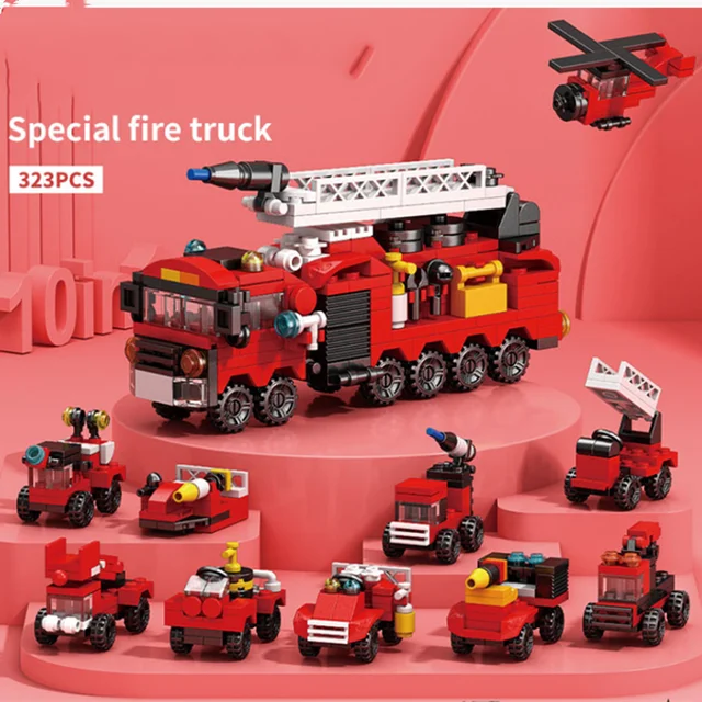 10IN1 Helicopter Fire Rescue Engineering Vehicle Building Blocks Police Tank Helicopter Puzzle Bricks Compatible Child Gift Toy 6