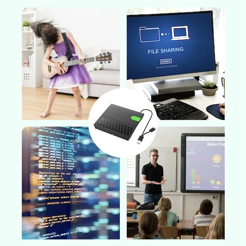 USB 3.0 C타입 슬림 외장 DVD RW CD 라이터 드라이브, 버너 리더 플레이어, 노트북 PC DVD 버너용 광학 드라이브