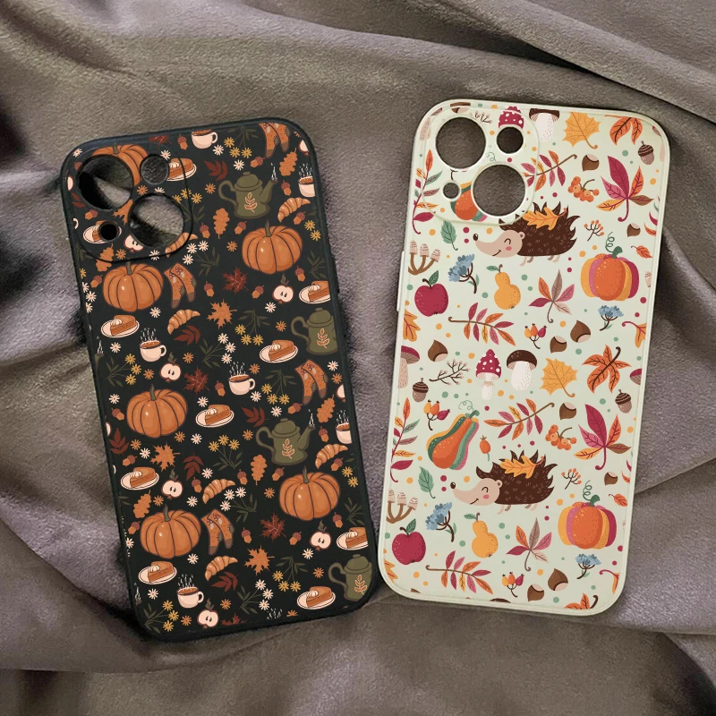 Autumn Leaf Pattern Graphic Silicone Phone Case Cover