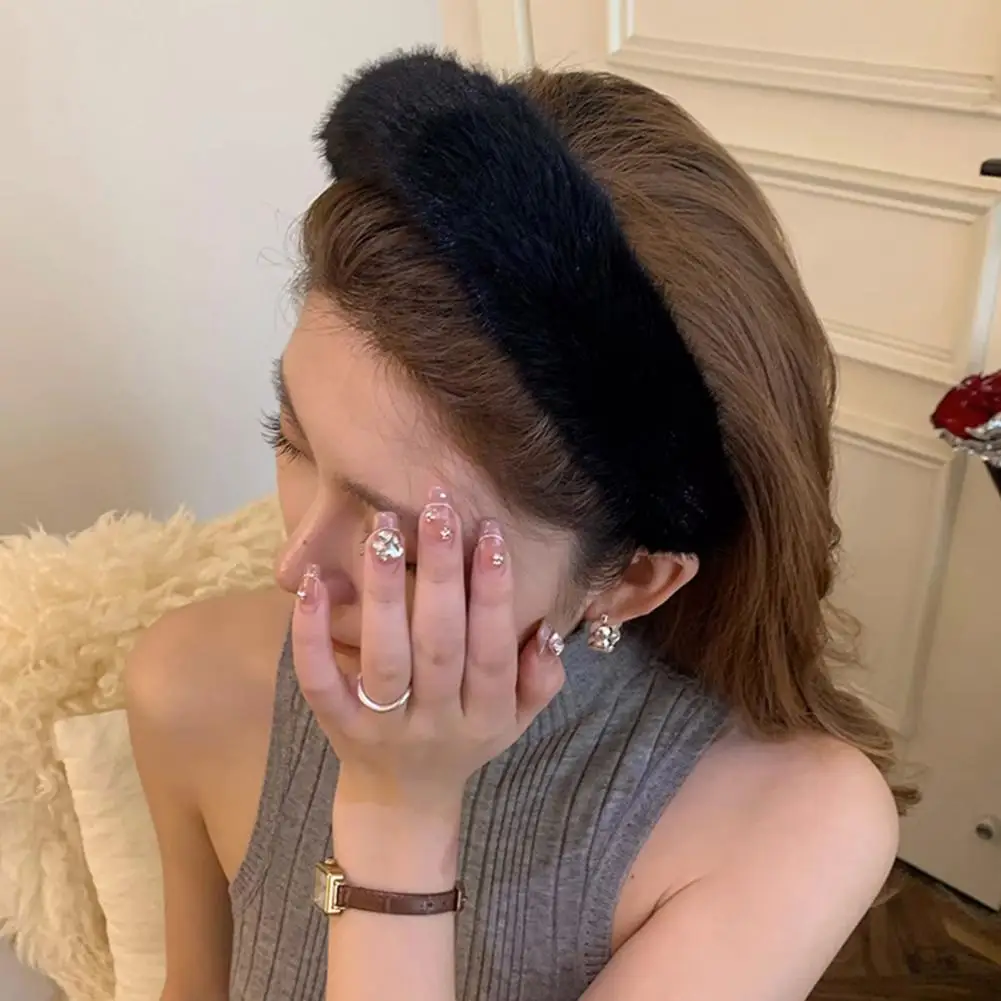 

Женский обруч для волос, элегантный плюшевый обруч для волос, Женский обруч для волос из искусственного меха, модный аксессуар для волос на осень и зиму