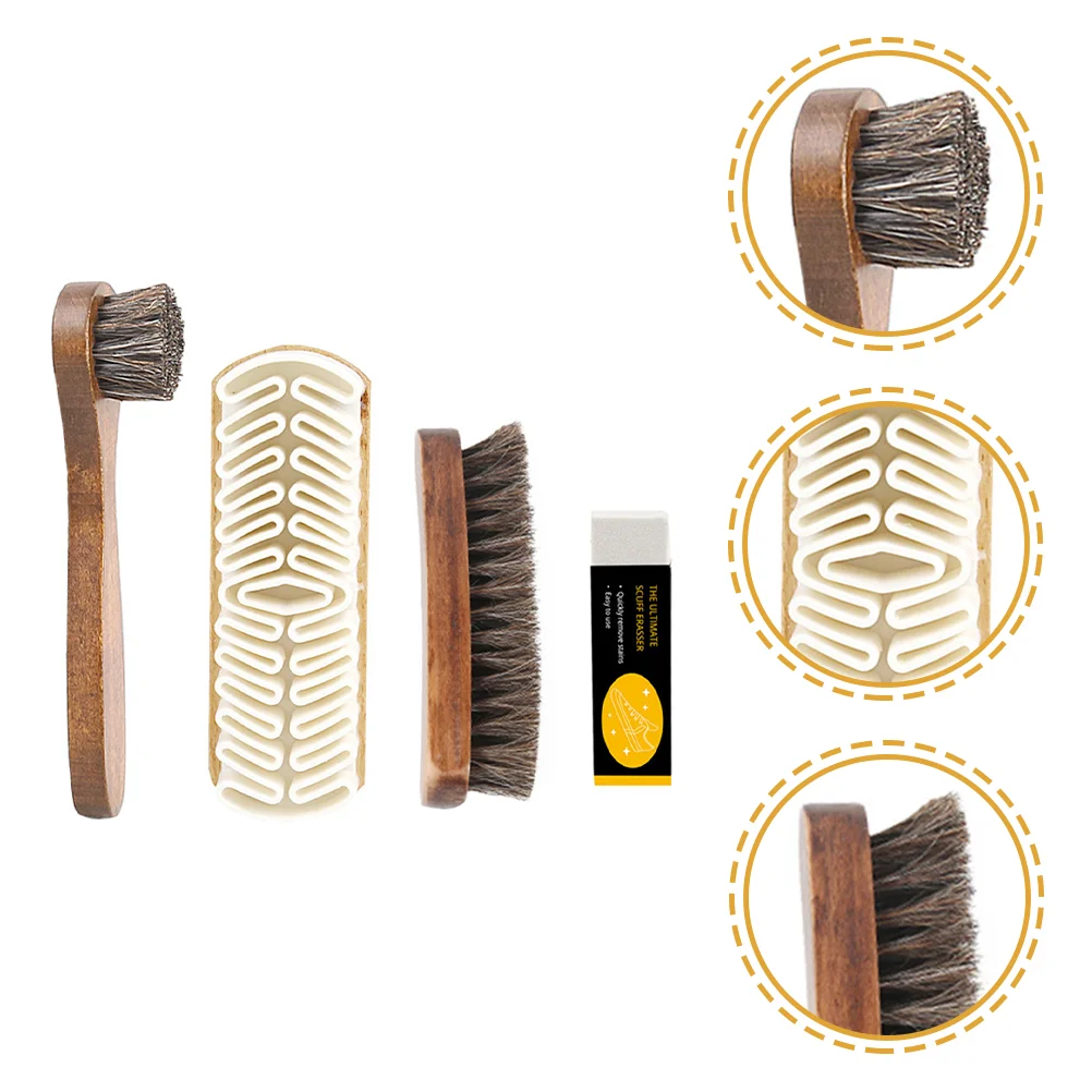 

1 Set Horsehair Shoes Brushes Care Clean Daubers Applicators Shoe Brushes Polishing for Shoes Care