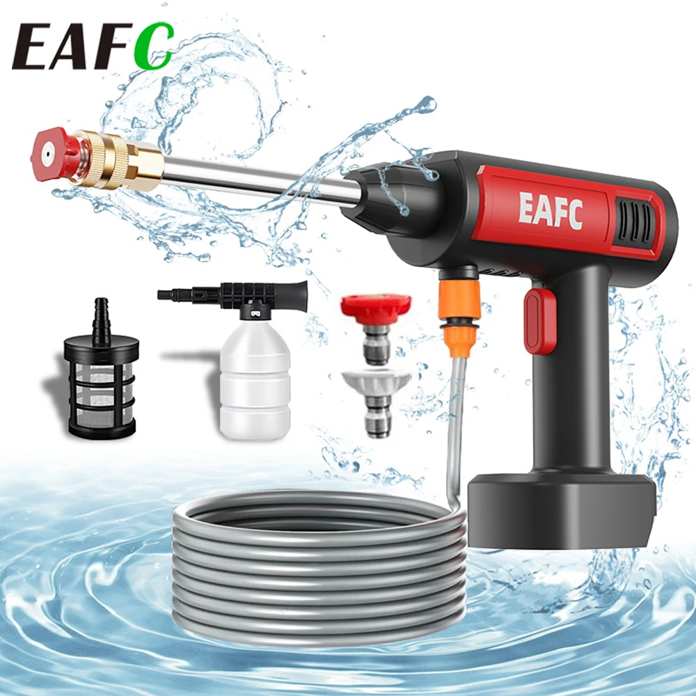 EAFC 60Bar 300W 무선 고압 세차 세탁기 총 자동 청소 거품 발생기 물총 스프레이 클리너 자동차 세탁기