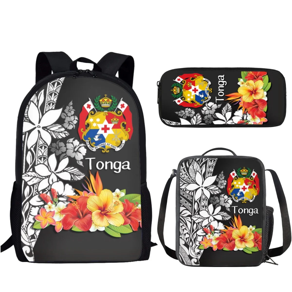 

Tonga Tribal Polynesia Pattern School Bags 3Pcs/Set Kids Student Girls Backpack Pencil Book Bag Teenagers Rucksack Bookbag Gift