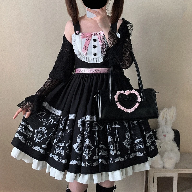 Em promoção! Jsk Lolita Vestido Vitoriano Princesa De Bolinhas