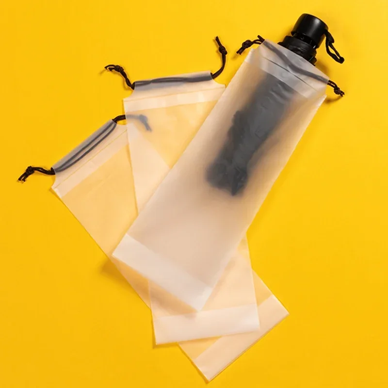 Portable Umbrella Cover Bag with Drawstring Reusable Matte Translucent Eva Material Umbrella Drip-Proof Organizer 2/4 Pcs