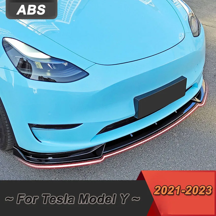 

Car Front Bumper Lip Chin Diffuser Body Kit Spoiler Deflector Tuning Accessories Gloss Black For Tesla Model Y 2021 2022 2023