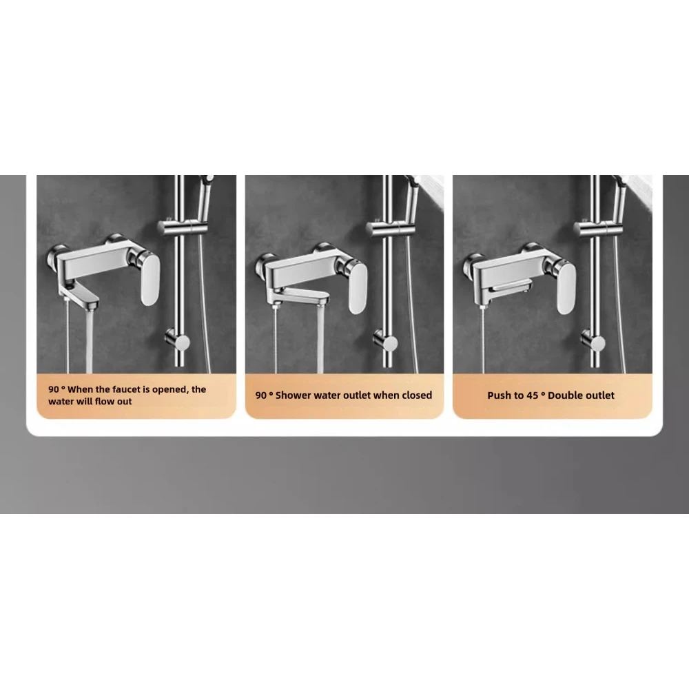 G1/2 Gray Bathroom Swivel Tub Spout  Hand Shower Wall Mounted  Bath Faucets Bathtub Tap Brass Bathtub Hot and Cold Mixer Shower 5
