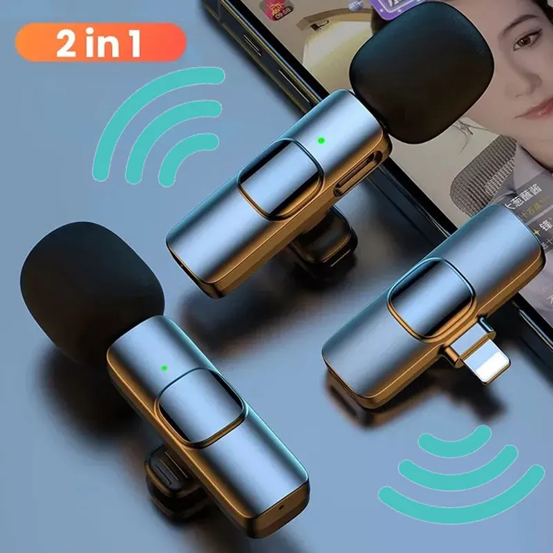 105118-B7C5Fa.jpg Wireless Lavalier Microphone Audio Video Recording Mini Microphone - Live Broadcast Gaming Mic Portable
