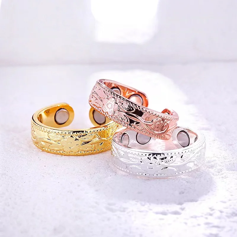 Magnetic Copper Ring For Women and Men 99.99% Pure Copper Rings Gifts for Friends Adjustable Ring Anillo magnetico terapeutico 3