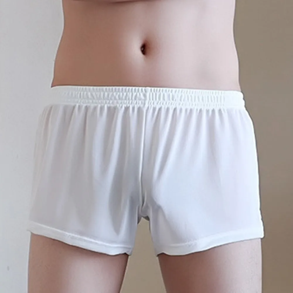 Men See Through Underwear Sexy Mesh Brief Sport Shorts Bottom Pants Transparent Boxer Underpants Home Nightwear Lingerie M -2XL