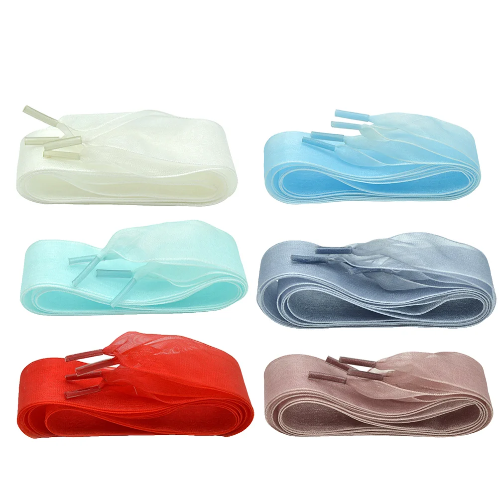 

6 Pairs Casual Dress Shoe Wide Shoelace Chiffon Laces for Shoes Shoe Laces Sport