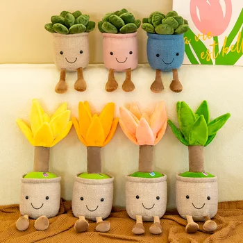 Fleshy Plant Plush Potted Succulent Plush Toy Bolster Room Bookshelf Ornaments Home Decoration Girls Gifts For Children