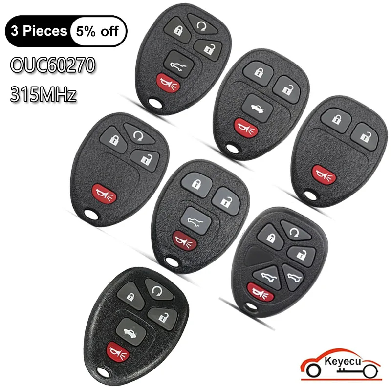 

KEYECU 3 4 5 6 Buttons 315MHz for Buick for Chevrolet for Cadillac for GMC for Saturn Remote Control Key Fob FCC ID: OUC60270