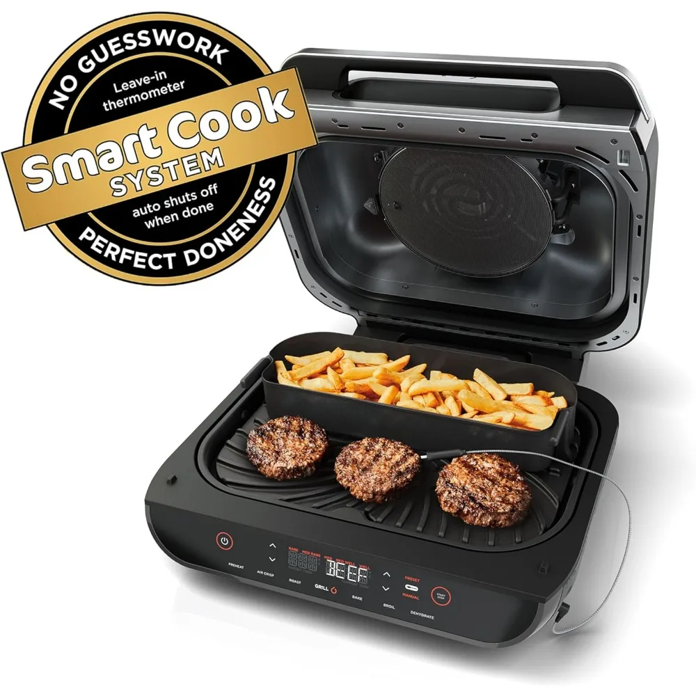XL 6-in-1 Indoor Grill with Air Fry, Roast, Bake, Broil & Dehydrate, Smart Thermometer. 3