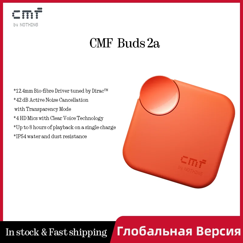 Versão global CMF Buds 2a Driver de 12,4 mm 42dB ANC 4HD Microfones Até 31H de reprodução IP54 Bluetooth 5.4
