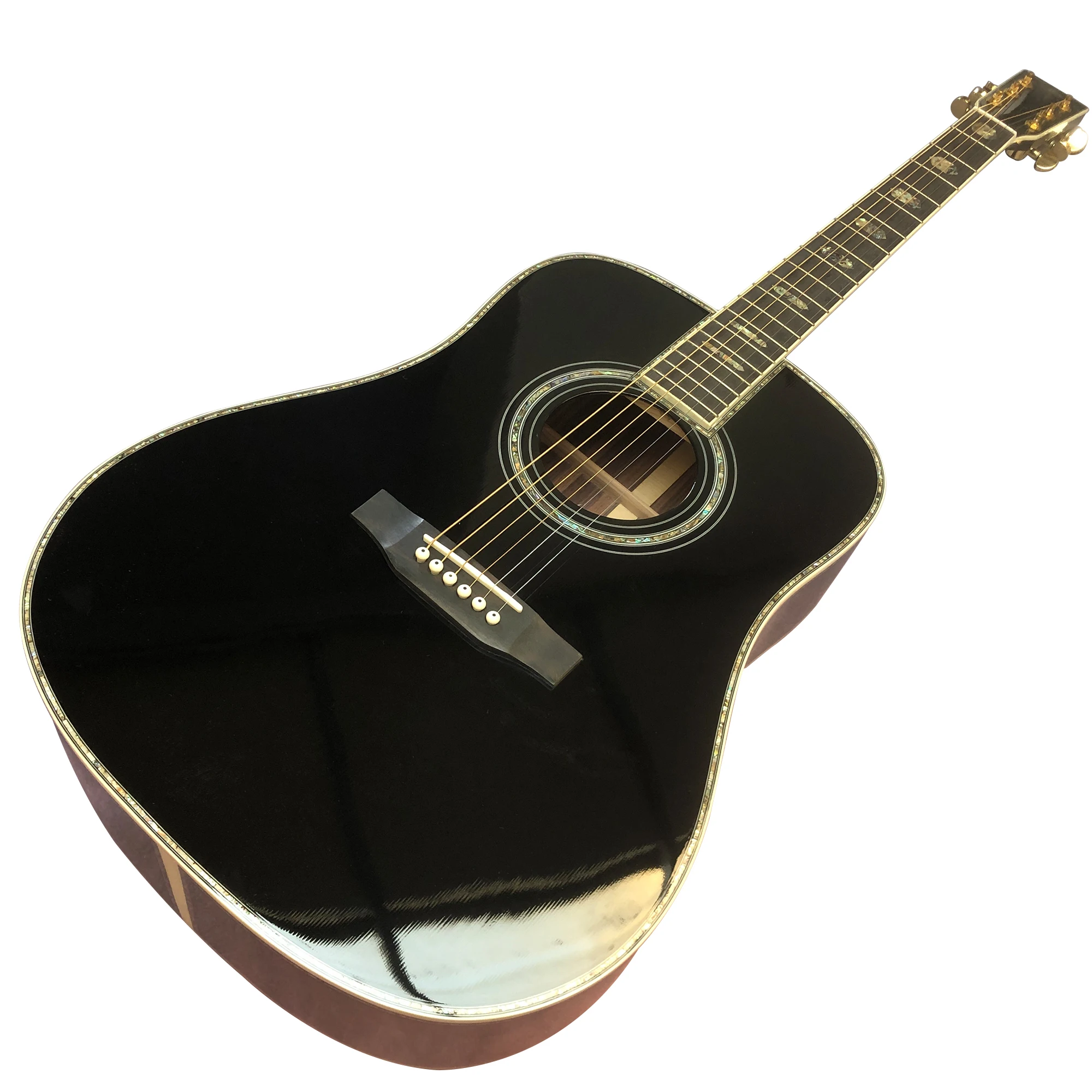

41 дюймовая форма D45 BK окрашенная настоящая Абалон инкрустированная черным пальцем Акустическая гитара