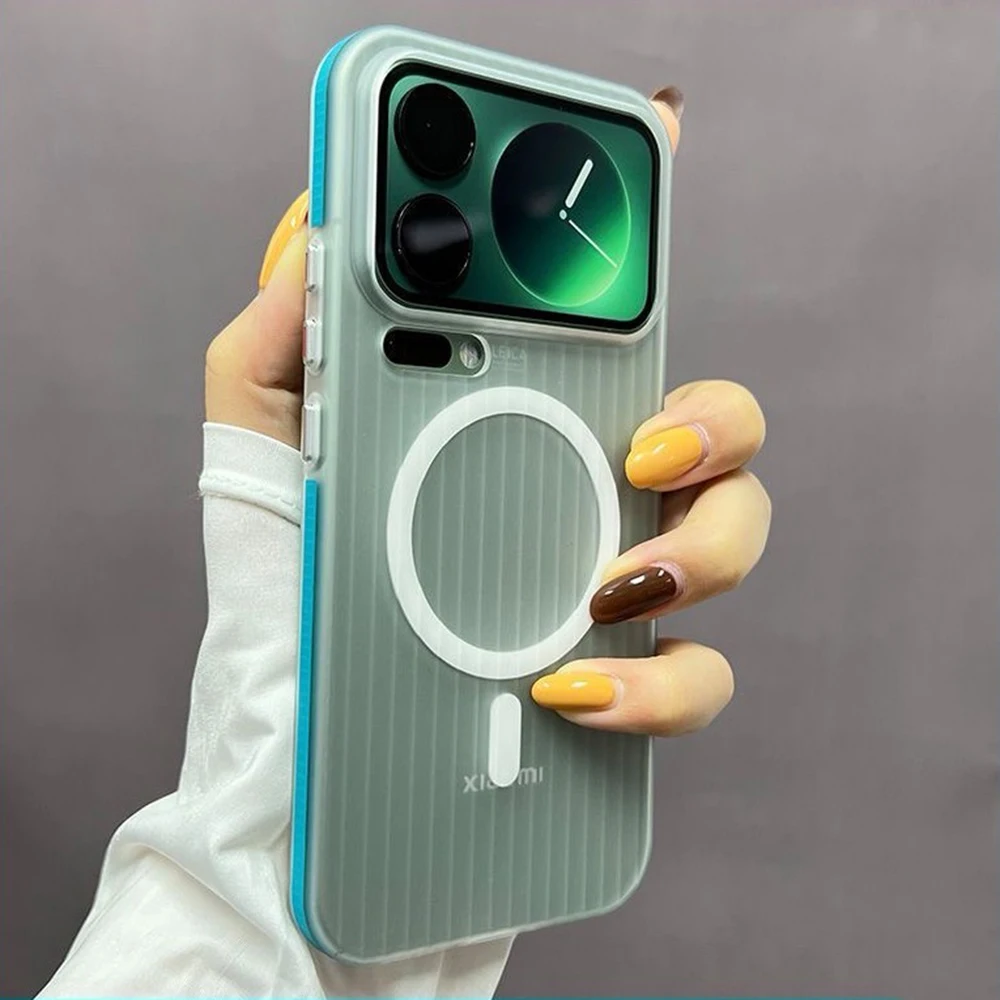 Corrugated Pattern Clear Matte Magnetic Non-Slip Bumper Case - Ultra Thin Hard PC Cover