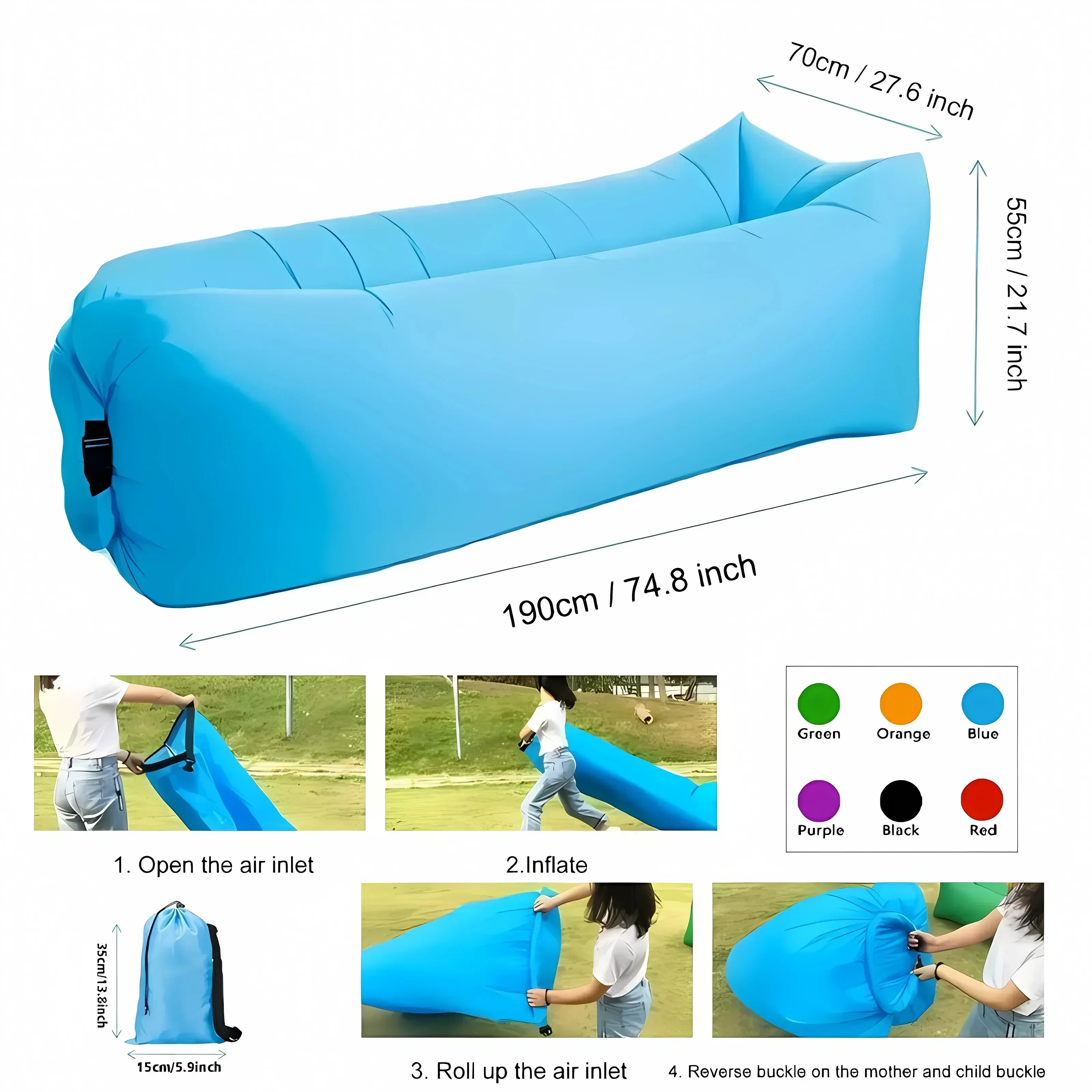 New Hot Outdoor Tik Yin Network Red Air Lazy Inflatable Sofa Bag Portable Camping Sofa Mattress Music Festival Concert Recliner