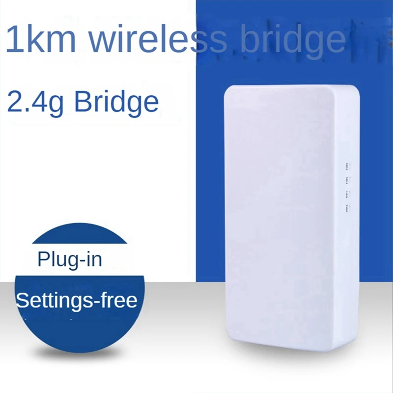 2Pcs Outdoor Wifi Router Wireless Bridge 1KM Long Range Wifi Extender 24V POE EU Plug