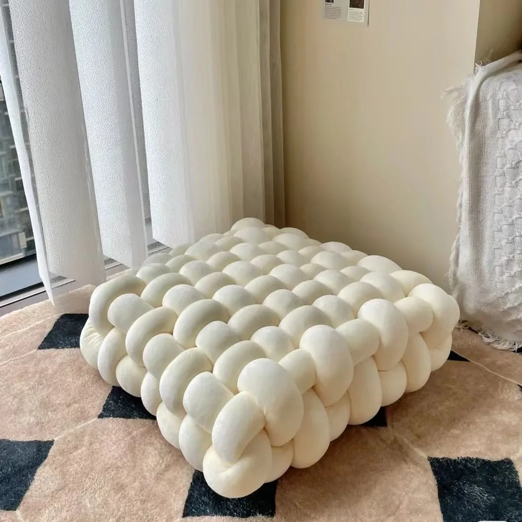 Knot Hand-made Cushion 2024 Square Cushion Nordic Aesthetic Stuffed Pillow Office Chair Decorative Plush Pillow Sleeping Back