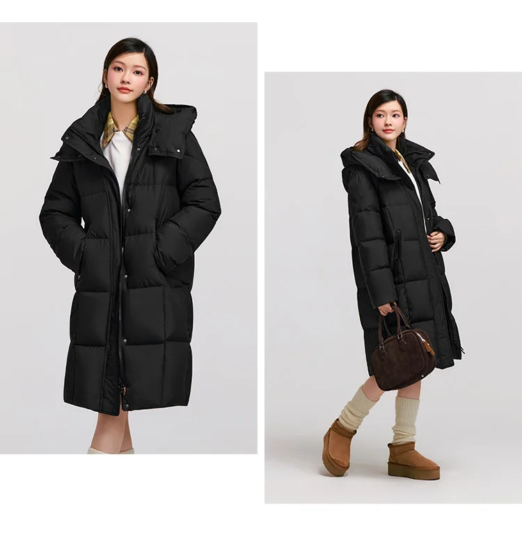 Down Jacket Women Long Length Water-Repellent New Winter Detachable Hood Winter Clothing