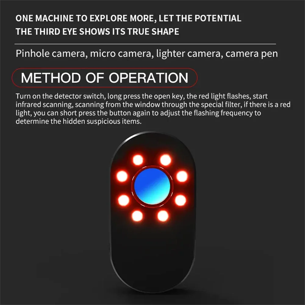 Camera Detector Multifunctional Infrared Detector Travel Mini Portable Anti-Peeping Anti-Monitoring Camera Scanner Hidden Cameras