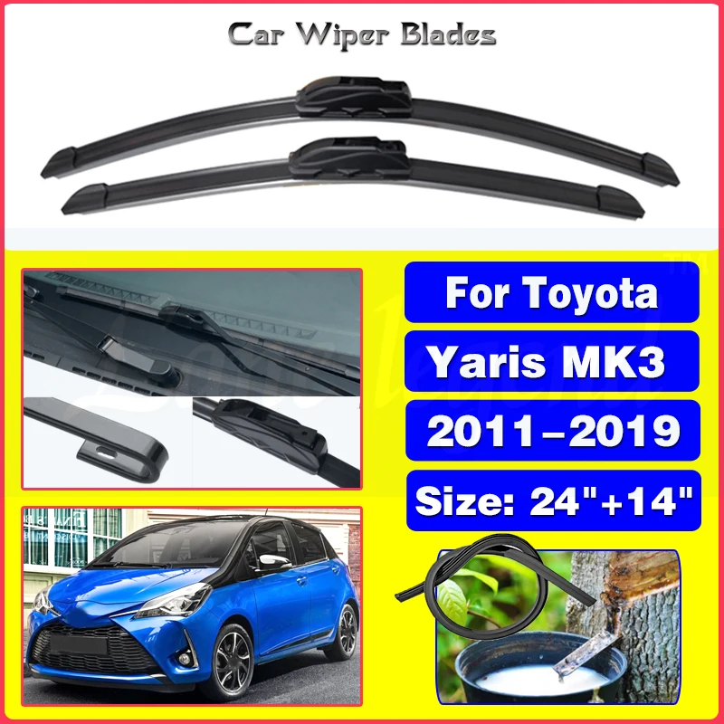 

Car Wiper For Toyota Yaris MK3 2011-2019 Front Wiper Blades Soft Rubber Windscreen Wipers Auto Windshield 24" 14" 600mm 350mm