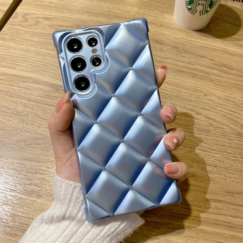 kawaii phone case samsung Thời Trang Cube Kim Cương Cao Cấp Mạ Mờ Điện Thoại Dành Cho Samsung S22 Cực S21 Plus Cao Cấp Mềm Dẻo Silicone Chống Sốc Lưng samsung silicone case Cases For Samsung