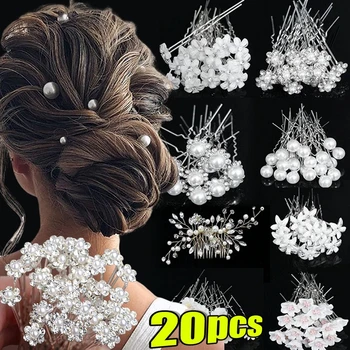 20pcs Elegant Pearl Crystal Hairpin Wedding Bridal U-shaped Metal Hair Comb Forks for Women Hairstyle Clips Jewelry Accessories 1