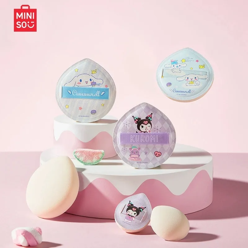 

Anime Miniso Sanrio Cinnamoroll Kuromi Powder Puff with Storage Box Cartoon Cotton Pad Kawaii Beauty Makeup Tool Festival Gifts