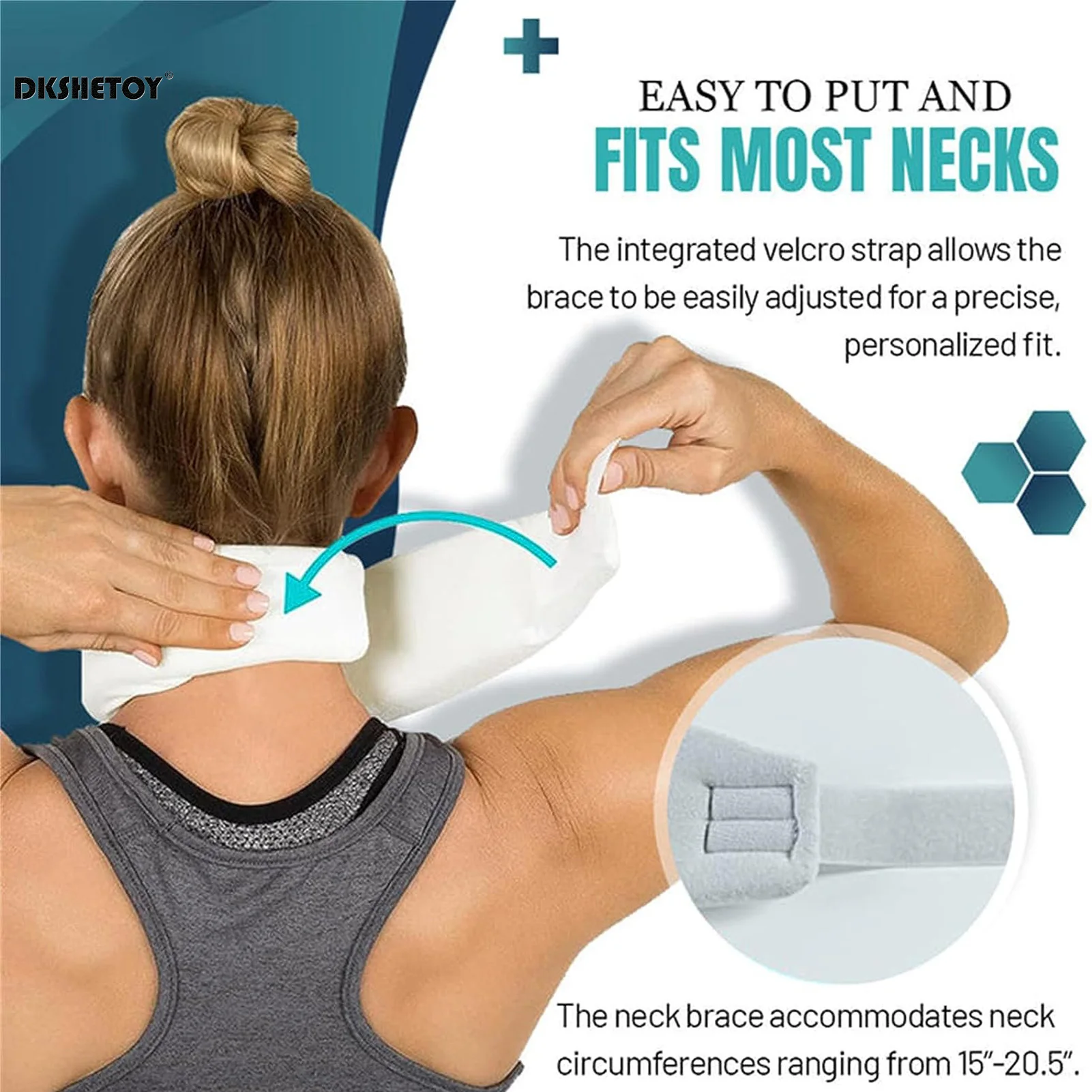 Soft Foam Neck Brace Support Adjustable Braces with Replacement Cover for Home School Office Travel 3