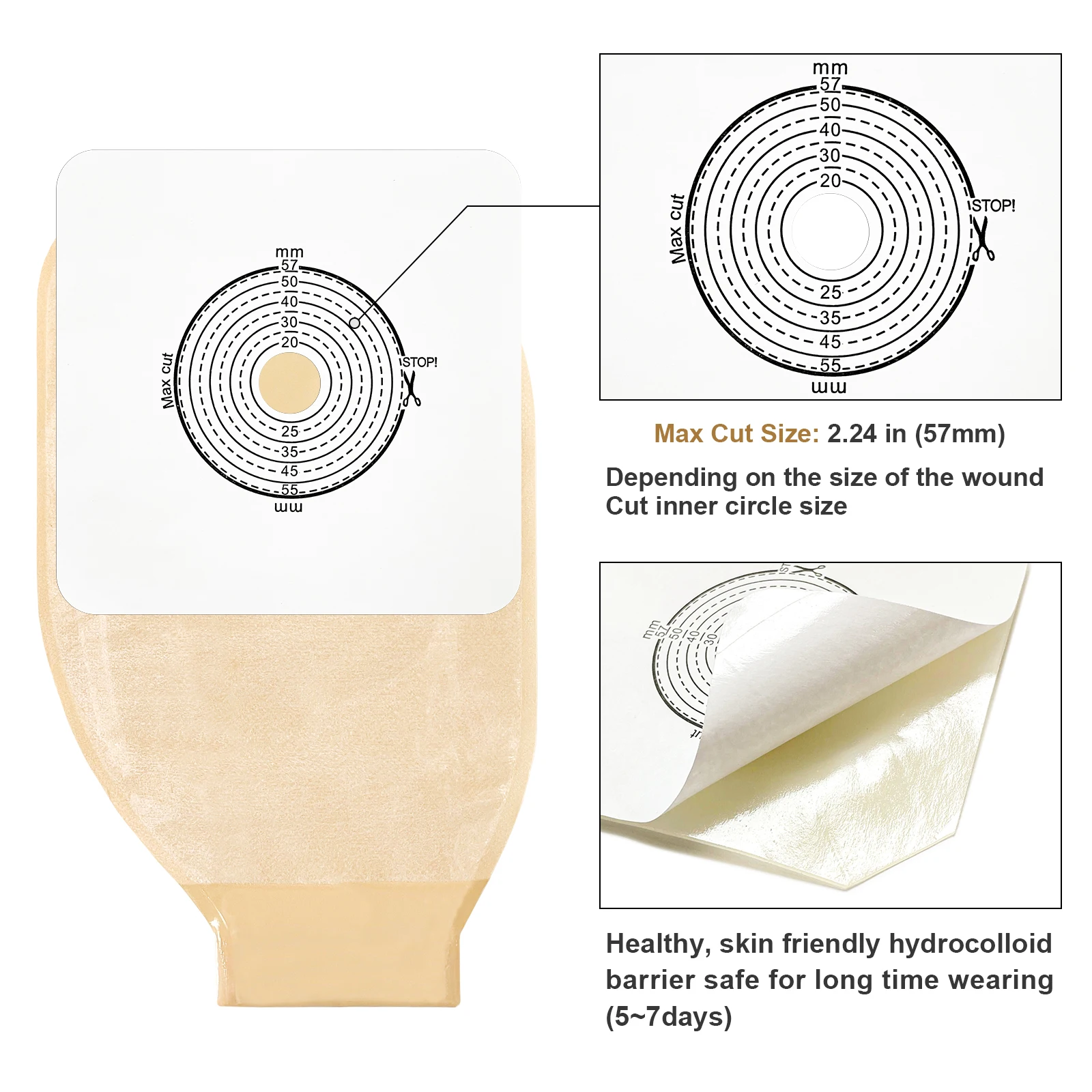 57mm 15pcs Bags 6pcs Barriers Ostomy Supplies Colostomy Bags Two Piece Drainable Pouches Hoop Look Ileostomy Stoma Care Colostomy Bags Ostomy Barrier Rings