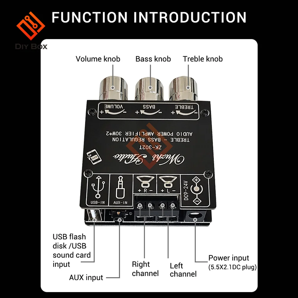 ZK-LT21 Mini Bluetooth 5.1 Module audio de réception avec amplificateur de  puissance numérique D stéréo