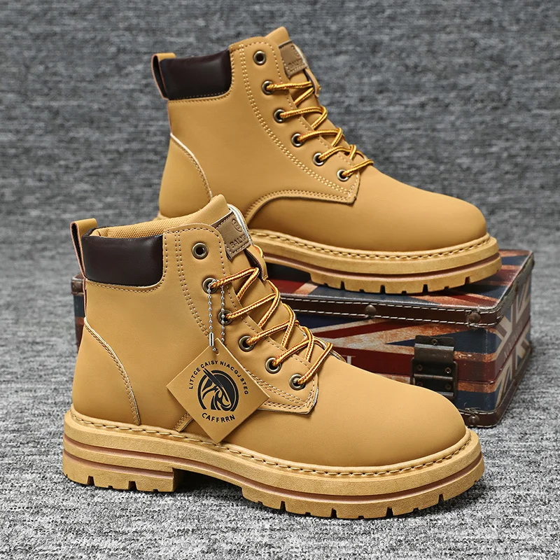Cheap Hot Sale Army Green Men Leather Boots Platform Anti-slip Men's Ankle Boots Wear-resistant Waterproof Men Work Boots 2023