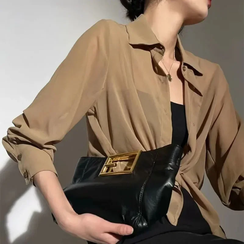 SMVP Chiffon Blouse for Women 2025 New Summer Sheer Mesh Long Sleeve Sun Protection Shirts Korean Fashion Office Lady Shirt Tops 5