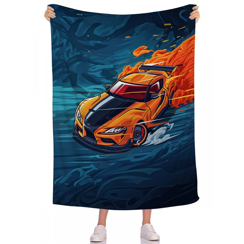 

Super Coupe Blankets Custom Sofa Blanket for Camp Sport Car Nap Bedroom Decor 911 Bedspread Fluffy Flannel Birthday Wedding Gift